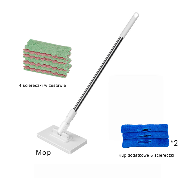 💦Jednorazowy mop do kurzu z 4 ściereczkami wielokrotnego użytku