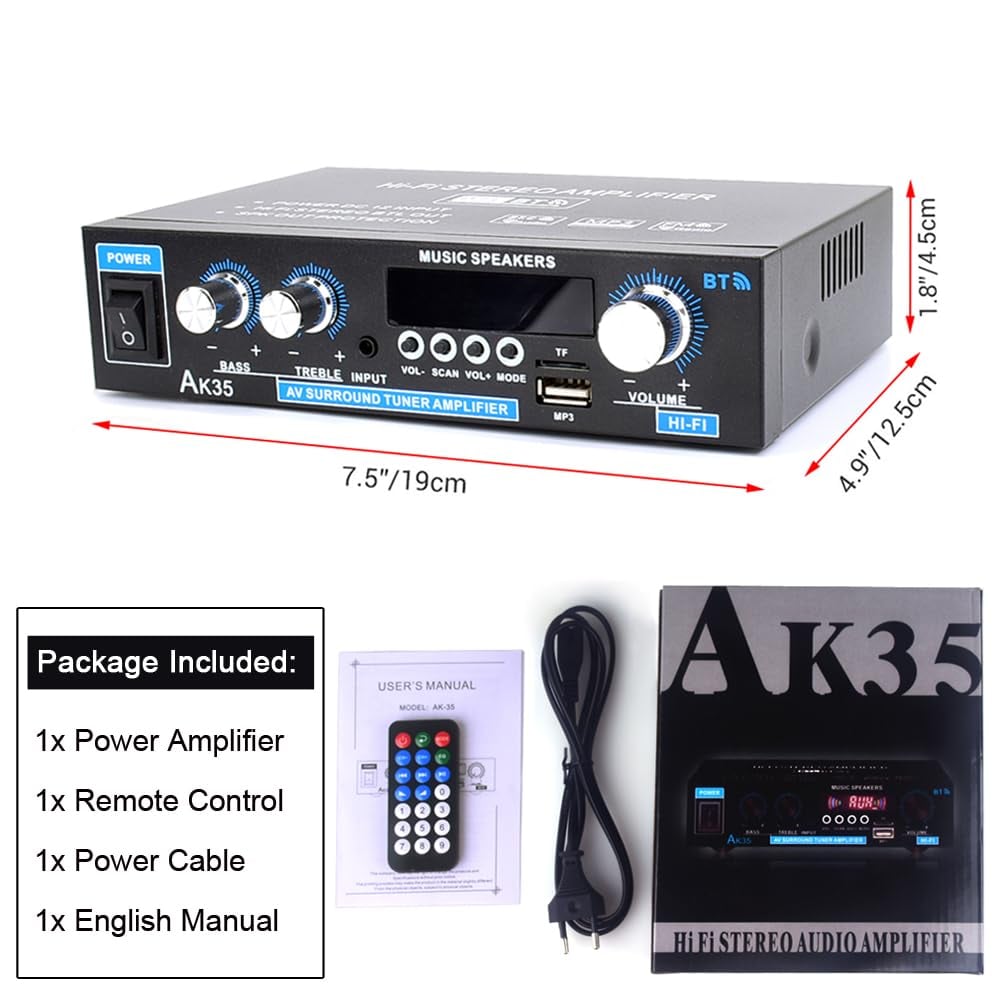 ✨ Potężny Dźwięk w Kompaktowym Rozmiarze – Wzmacniacz Audio AK35 z Bluetooth 5.0! ✨