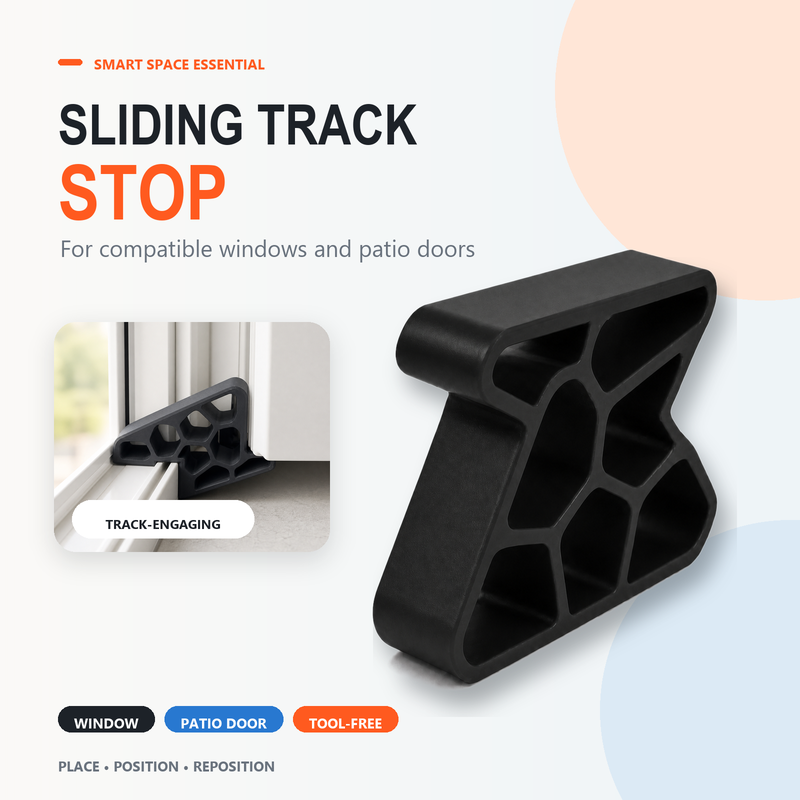 🥳Blokada drzwiowa Secure Track – amortyzuje uderzenia, ogranicza trzaskanie i chroni prowadnice. Kompaktowa konstrukcja z blokadą – pasuje do okien przesuwnych i drzwi balkonowych! 🛡️🔇