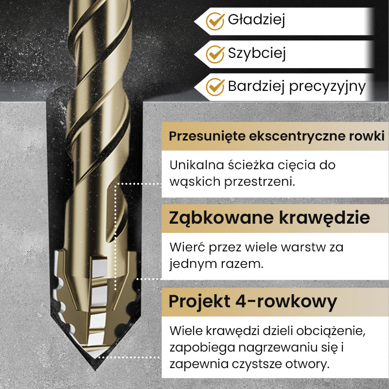 🔥2026 Gorąca wyprzedaż🔥Zestaw wierteł o wysokiej wytrzymałości z 4-rowkowymi ząbkowanymi wiertłami ekscentrycznymi