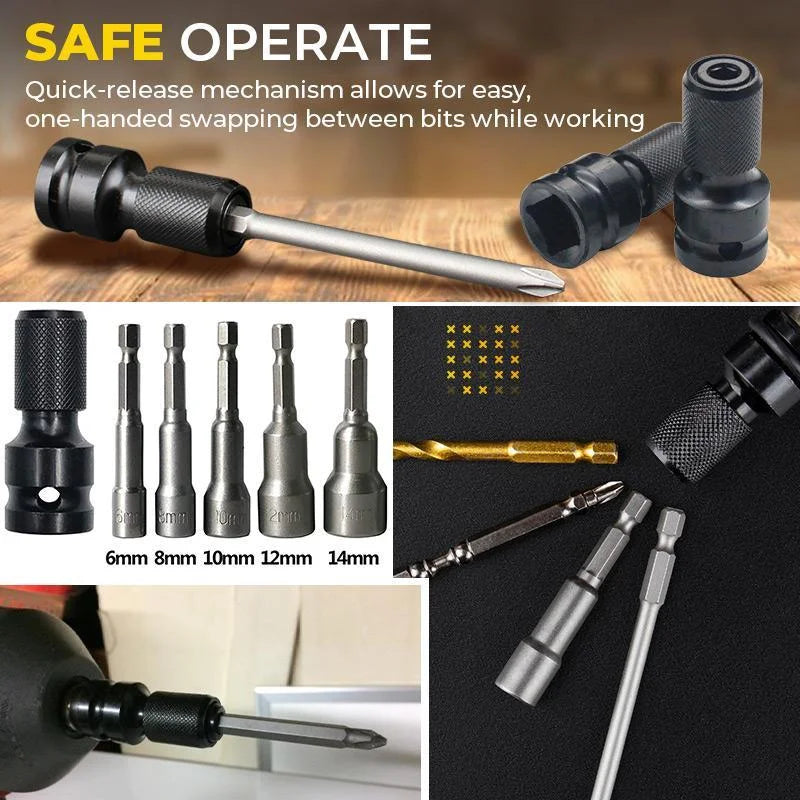 💥 Przelotka do klucza nasadowego z trzpieniem sześciokątnym 1/4„ – z 1/2” na 1/4", z mechanizmem szybkiego odłączania ⚙️