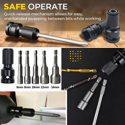 💥 Przelotka do klucza nasadowego z trzpieniem sześciokątnym 1/4„ – z 1/2” na 1/4", z mechanizmem szybkiego odłączania ⚙️
