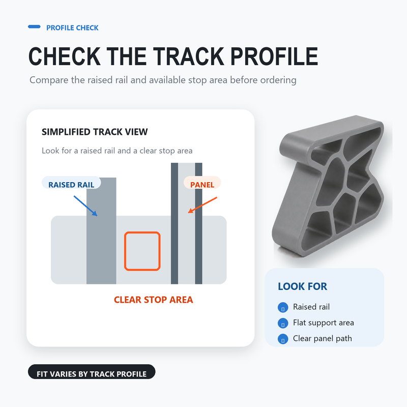 🥳Blokada drzwiowa Secure Track – amortyzuje uderzenia, ogranicza trzaskanie i chroni prowadnice. Kompaktowa konstrukcja z blokadą – pasuje do okien przesuwnych i drzwi balkonowych! 🛡️🔇