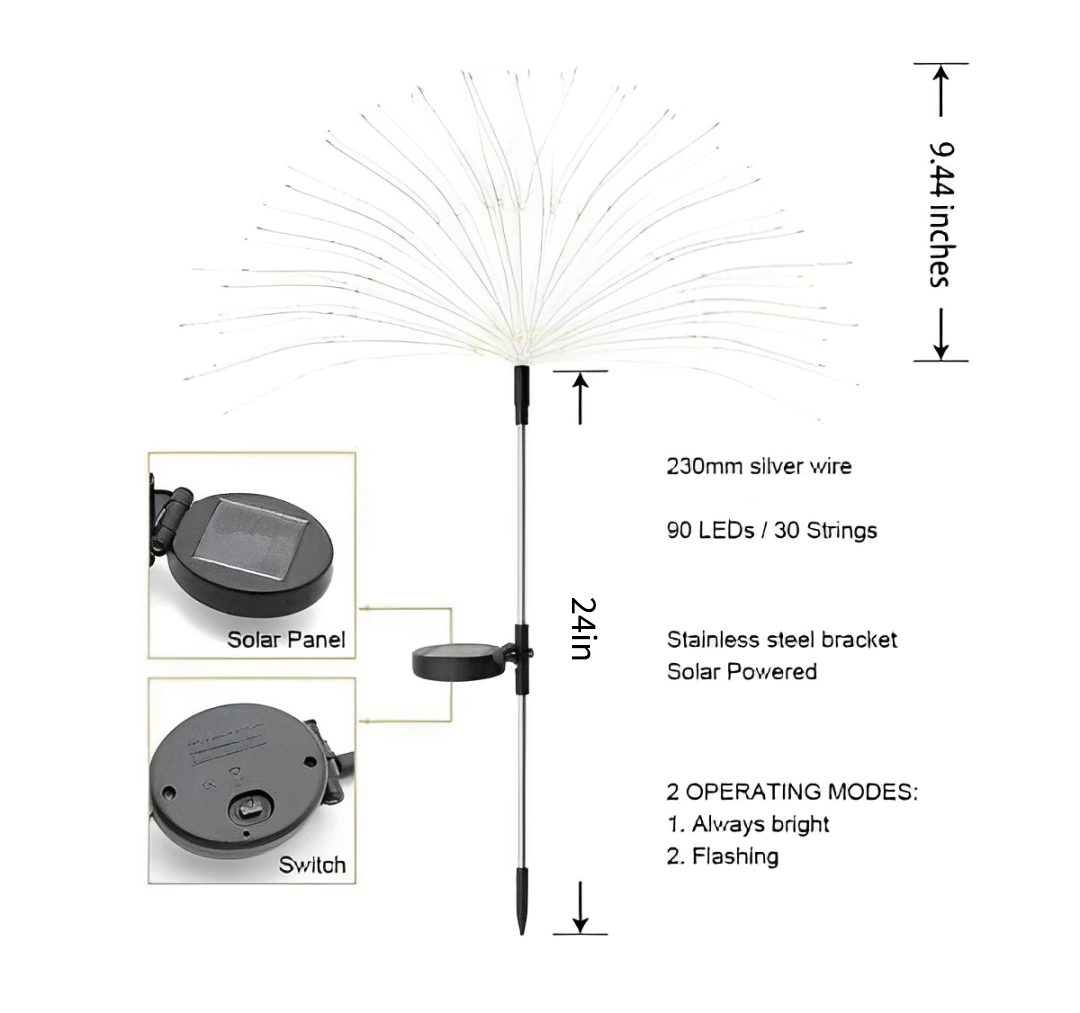 📢📢50% taniej!! ⏰Wodoodporne (IP65) solarne lampy ogrodowe „Fajerwerki” | Dekoracyjna lampa zewnętrzna DIY z 90 diodami LED ✨