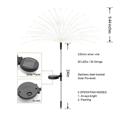 📢📢50% taniej!! ⏰Wodoodporne (IP65) solarne lampy ogrodowe „Fajerwerki” | Dekoracyjna lampa zewnętrzna DIY z 90 diodami LED ✨