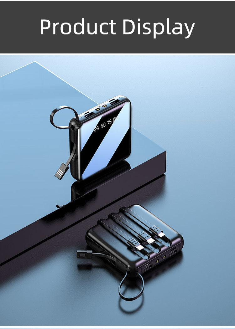 Mini power bank z 4 kablami