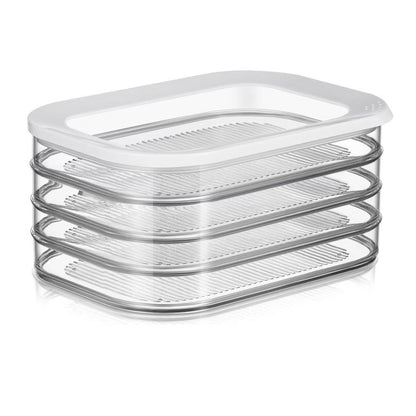 🍱3-warstwowe pojemniki na żywność z pokrywką wielokrotnego użytku – przezroczyste, chrupiące pudełka do lodówki 📦✨