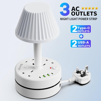 ⚡ 50% taniej | Lampka nocna z portem USB i gniazdkiem elektrycznym