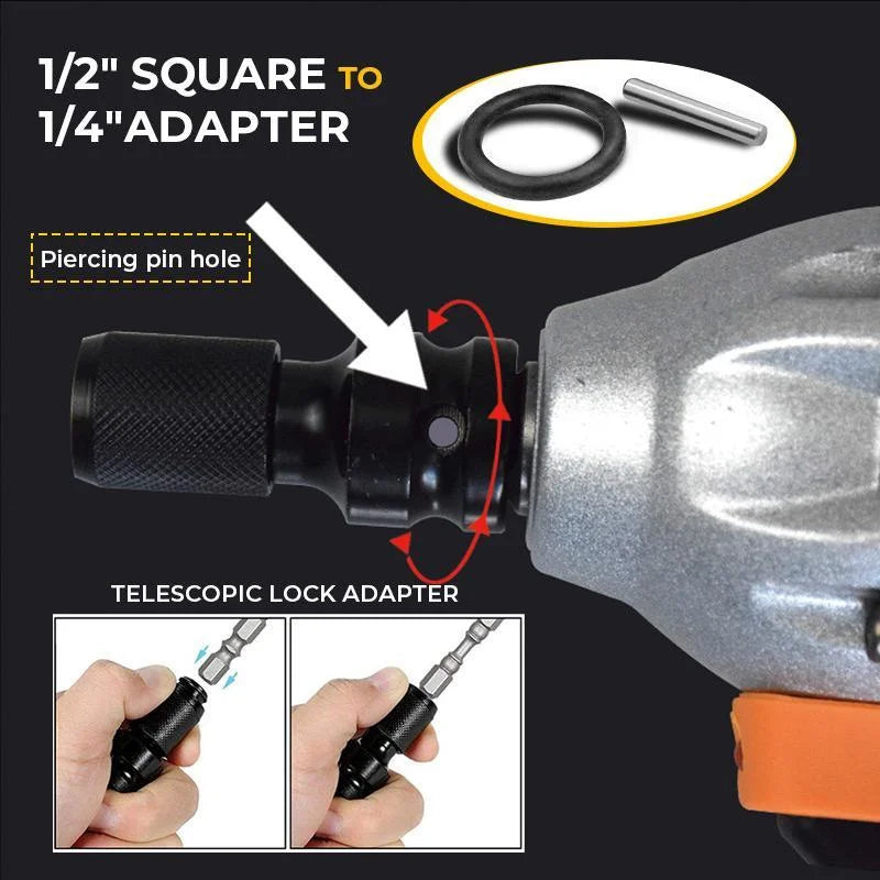 💥 Przelotka do klucza nasadowego z trzpieniem sześciokątnym 1/4„ – z 1/2” na 1/4", z mechanizmem szybkiego odłączania ⚙️