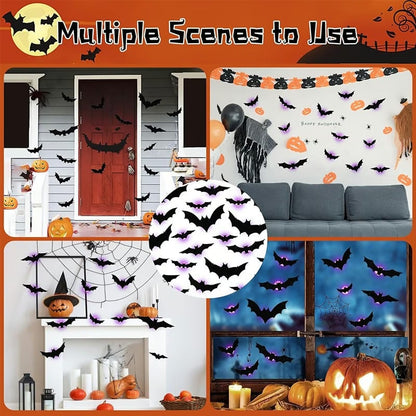 🦇Halloweenowe świecące nietoperze 3D