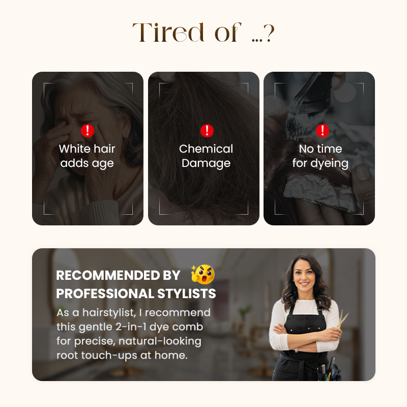 ✨Wygodny grzebień do farbowania włosów 2 w 1 do siwych włosów