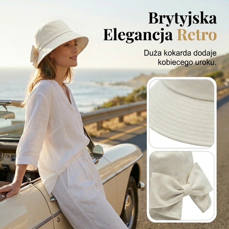 🎀Damski kapelusz przeciwsłoneczny z szerokim rondem i kokardką👒