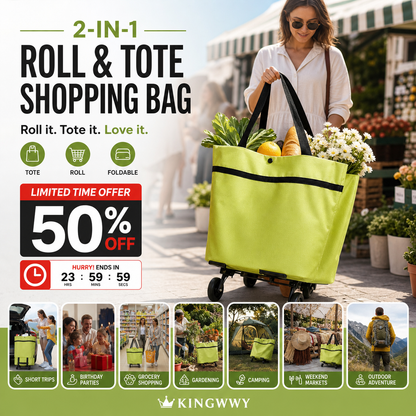 🛒 Składany wózek na zakupy 2w1 – 50% ZNIŻKI! OFERTA LIMITOWANA!💪✨ Lekki, składany i pojemny – Funkcja 2w1: torba + wózek. Łatwy w przenoszeniu i przechowywaniu. Twoje zakupy będą lżejsze! 🛍️