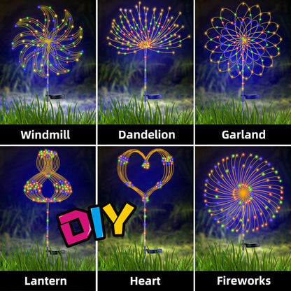 📢📢50% taniej!! ⏰Wodoodporne (IP65) solarne lampy ogrodowe „Fajerwerki” | Dekoracyjna lampa zewnętrzna DIY z 90 diodami LED ✨