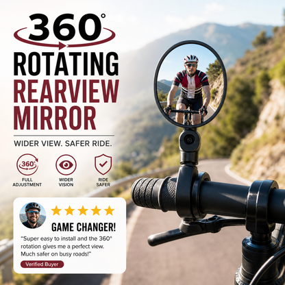 🥳Hit sprzedaży 2026🥳💞Ponad 50 tys. sprzedanych sztuk!🚲🔍 50% taniej! Obrotowe lusterko wsteczne 360° – doskonała widoczność bez odwracania głowy. Pasuje do rowerów, e-rowerów i motocykli. Montaż na silikonowy pasek – bez użycia narzędzi! 🛡️✨