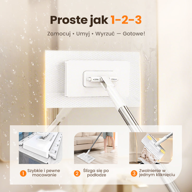 💦Jednorazowy mop do kurzu z 4 ściereczkami wielokrotnego użytku
