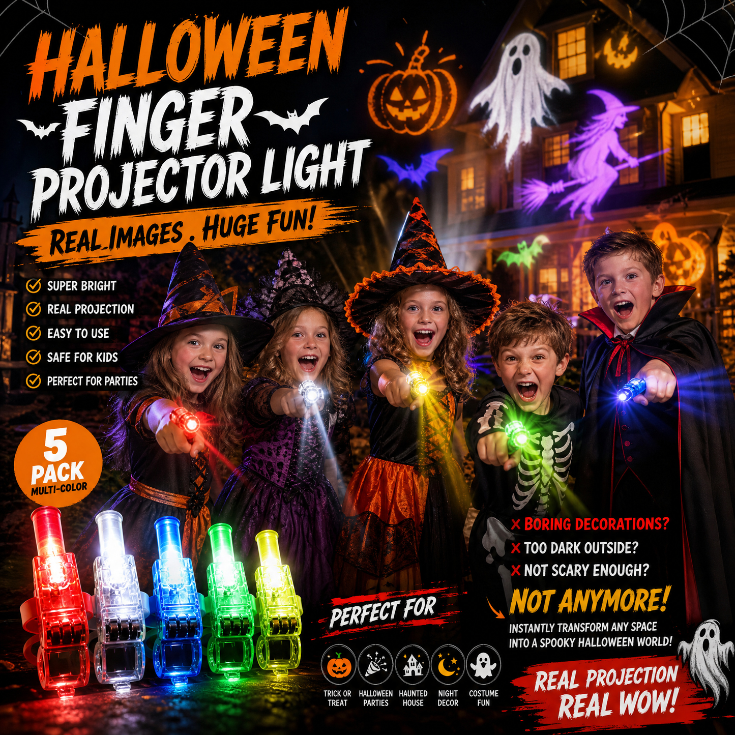 🔥Wielka wyprzedaż –50%🔥 Kolorowe mini-lampki LED na palec – świecące gadżety imprezowe z elastyczną opaską