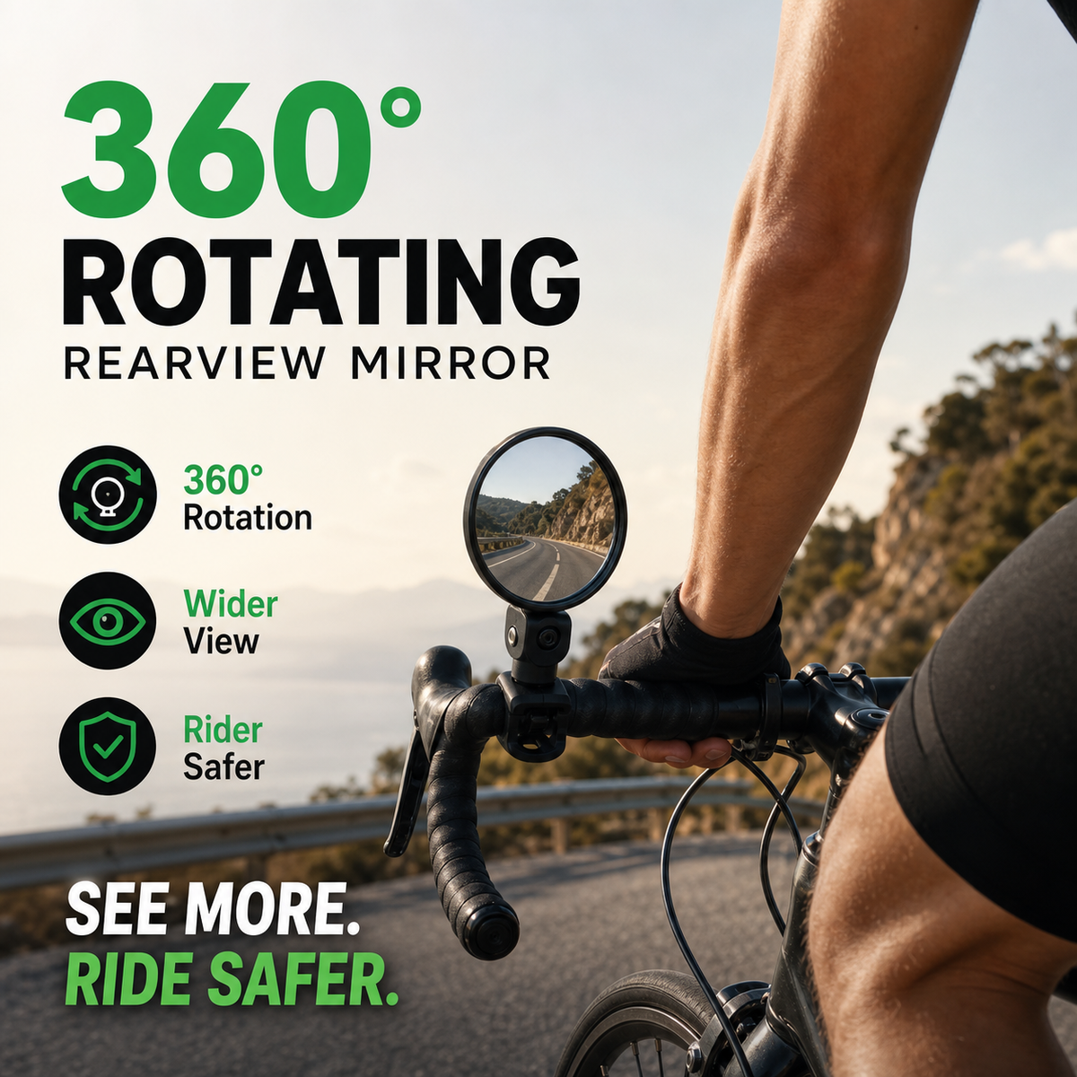 🥳Hit sprzedaży 2026🥳💞Ponad 50 tys. sprzedanych sztuk!🚲🔍 50% taniej! Obrotowe lusterko wsteczne 360° – doskonała widoczność bez odwracania głowy. Pasuje do rowerów, e-rowerów i motocykli. Montaż na silikonowy pasek – bez użycia narzędzi! 🛡️✨