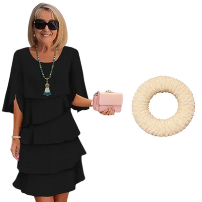 ✨ SUKIENKA DAMSKA Z WARSTWOWYMI RĘKAWAMI – ELEGANCKA I WYGODNA NA KAŻDĄ OKAZJĘ! ✨