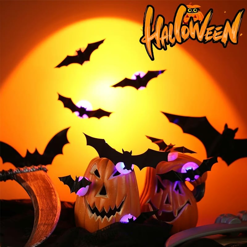 🦇Halloweenowe świecące nietoperze 3D