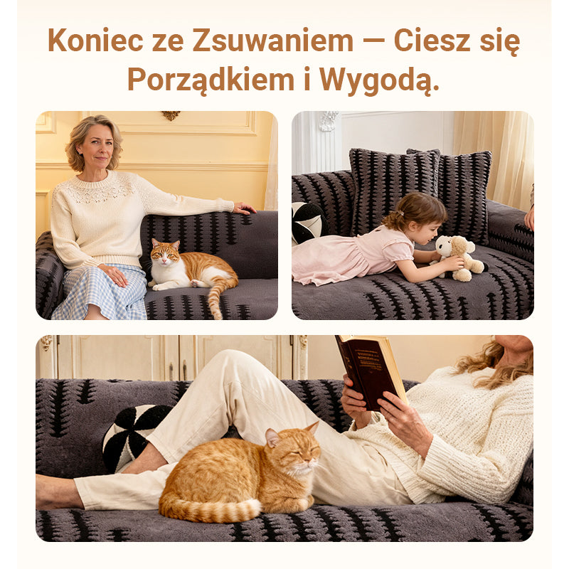 🛋️ Miękka i przyjazna dla skóry pluszowa narzuta na sofę – antypoślizgowa i odporna na plamy
