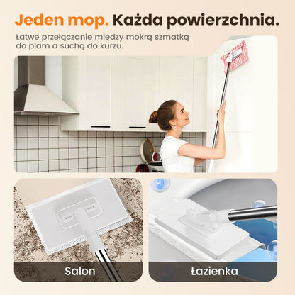 💦Jednorazowy mop do kurzu z 4 ściereczkami wielokrotnego użytku