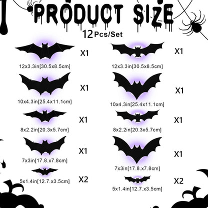 🦇Halloweenowe świecące nietoperze 3D