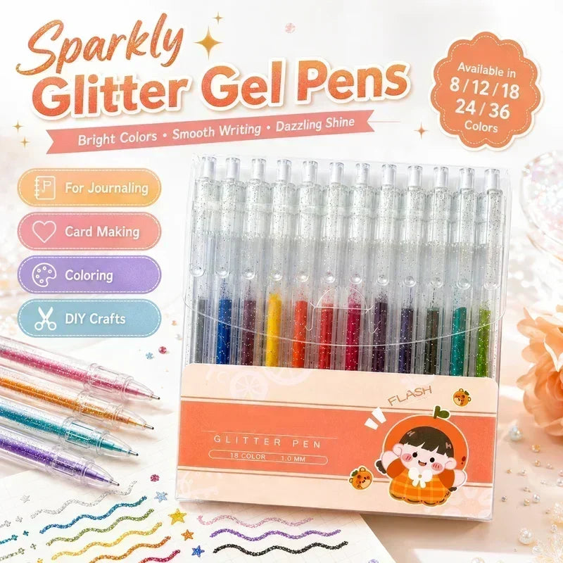 🎄🎁 Wyjątkowa wyprzedaż świąteczna! 🎁 Zestaw żelowych długopisów brokatowych – płynne pisanie 🎨