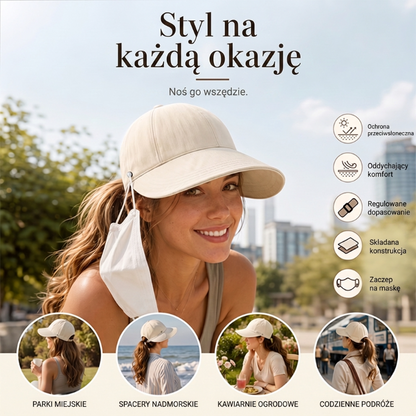 🔥🔥 OSTATNIA OKAZJA! –50%! 🌞✨ Składany kapelusz damski UPF 50+ – szerokie rondo, bawełna, klapa na szyję, regulowany pasek. Lekki, oddychający, na plażę i na co dzień. Łatwy do spakowania – stylowa ochrona przed słońcem w świetnej cenie! 🎁