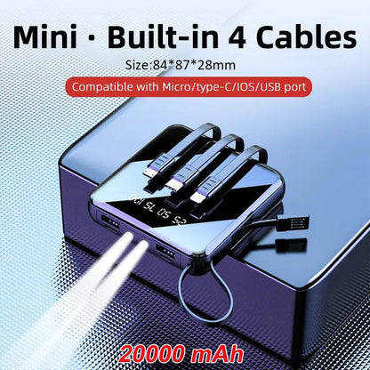 Mini power bank z 4 kablami