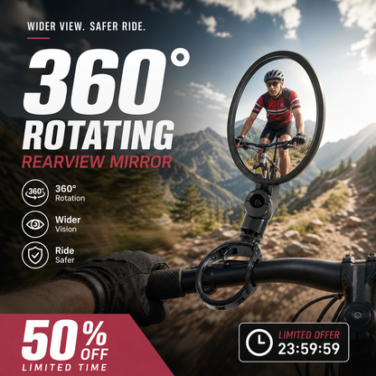 🥳Hit sprzedaży 2026🥳💞Ponad 50 tys. sprzedanych sztuk!🚲🔍 50% taniej! Obrotowe lusterko wsteczne 360° – doskonała widoczność bez odwracania głowy. Pasuje do rowerów, e-rowerów i motocykli. Montaż na silikonowy pasek – bez użycia narzędzi! 🛡️✨