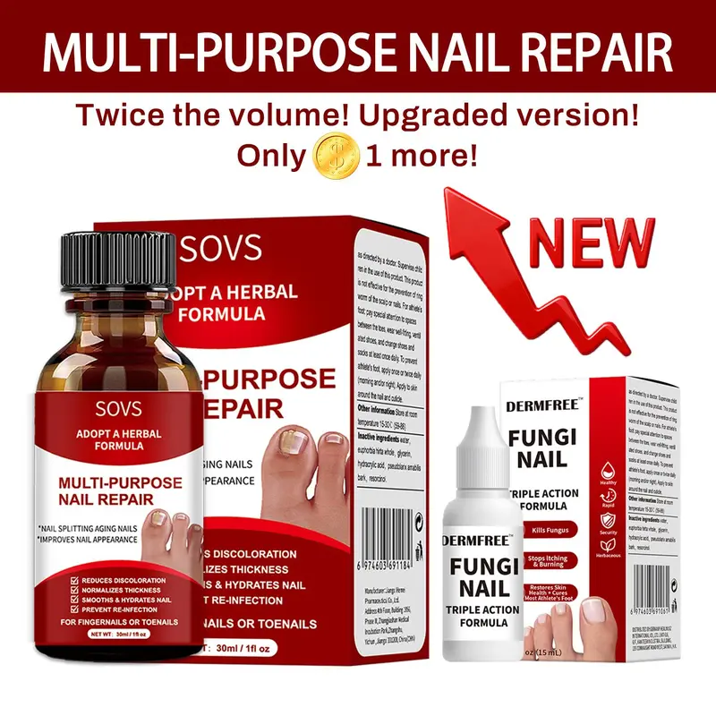 🔥Wielka wyprzedaż –50% taniej!🔥🖤Zobacz szybsze efekty🖤2 opakowania serum regenerującego do zniszczonych paznokci💅🏻