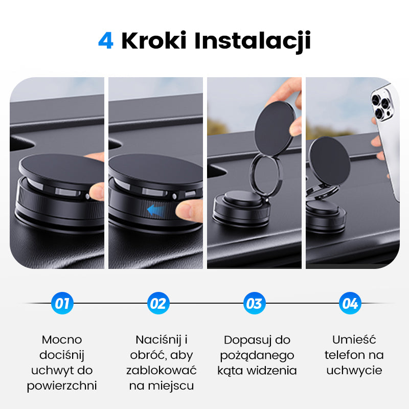🔄360° regulowany podciśnieniowy magnetyczny uchwyt na telefon📱🚗