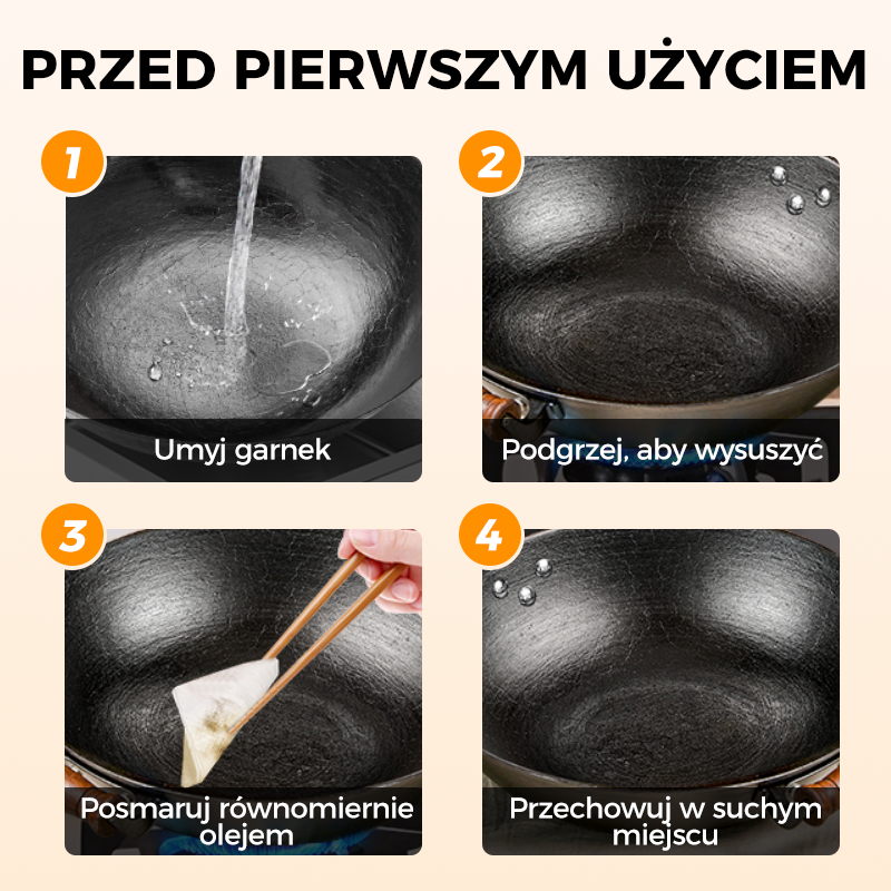 🍳🔥 Ultralekka, niepowlekana, gruba patelnia żeliwna z powłoką nieprzywierającą