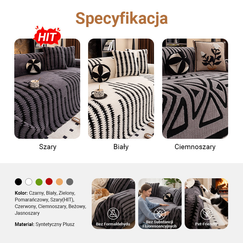 🛋️Miękka, antypoślizgowa narzuta na kanapę z pluszu