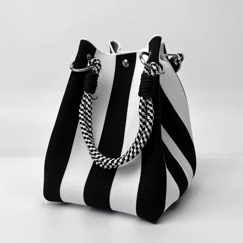 🏆👜 Limitowana wyprzedaż: 50% ZNIŻKI 🌴 Boho w paski dzianinowa torba wiadro dla kobiet – ręcznie robiona letnia plażowa torba na ramię