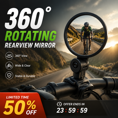 🥳Hit sprzedaży 2026🥳💞Ponad 50 tys. sprzedanych sztuk!🚲🔍 50% taniej! Obrotowe lusterko wsteczne 360° – doskonała widoczność bez odwracania głowy. Pasuje do rowerów, e-rowerów i motocykli. Montaż na silikonowy pasek – bez użycia narzędzi! 🛡️✨