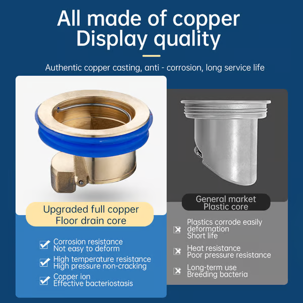 ✨ Wkładki do odpływów podłogowych z mosiężną powłoką – eliminują nieprzyjemne zapachy i zapobiegają zatorom, teraz za połowę ceny! ✨