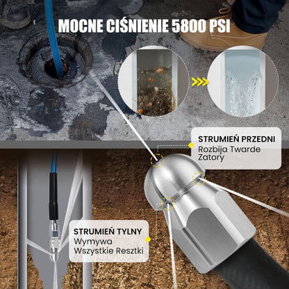 🔧Zestaw do czyszczenia wysokociśnieniowego ścieków 5800 PSI do myjek wysokociśnieniowych