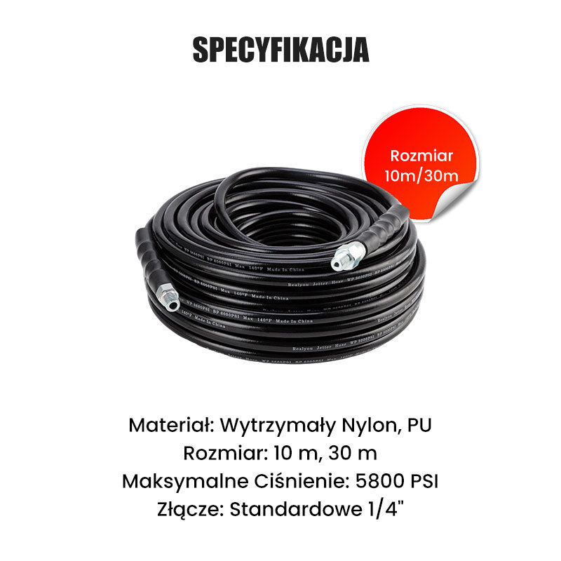 🔧Zestaw do czyszczenia wysokociśnieniowego ścieków 5800 PSI do myjek wysokociśnieniowych
