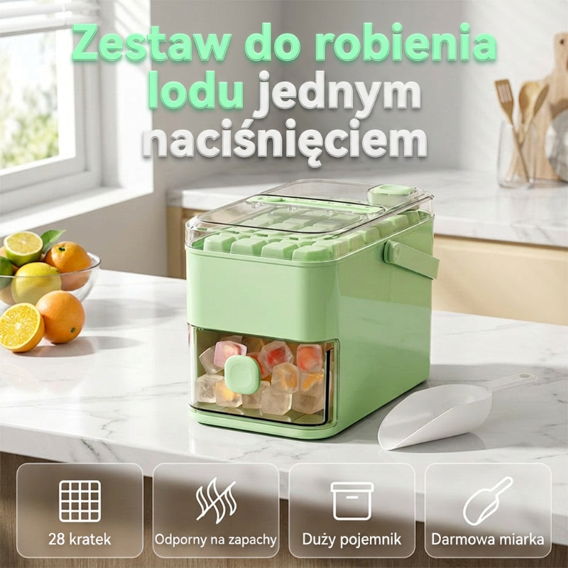🍸 50% OFF + KUP 2 Z 33% ZNIŻKĄ – OSTATNI DZIEŃ! Forma do lodu – wystarczy nacisnąć, aby wyjąć kostki. Pojemnik chroni przed zapachami i oszczędza miejsce w zamrażarce! 🧊💪
