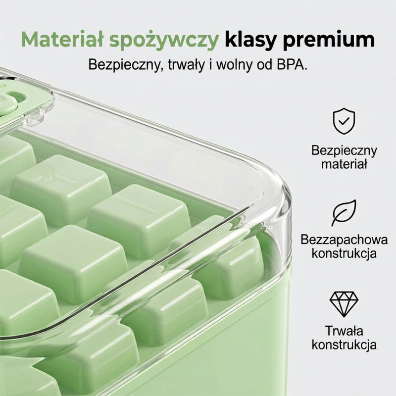 🍸 50% OFF + KUP 2 Z 33% ZNIŻKĄ – OSTATNI DZIEŃ! Forma do lodu – wystarczy nacisnąć, aby wyjąć kostki. Pojemnik chroni przed zapachami i oszczędza miejsce w zamrażarce! 🧊💪