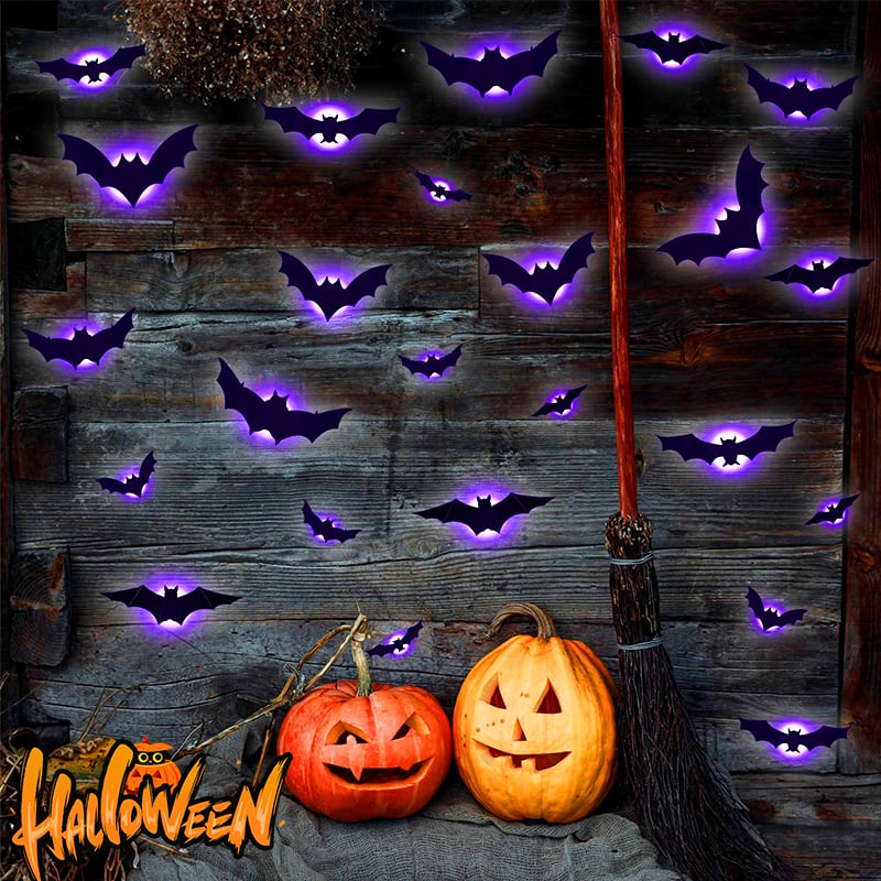 🦇Halloweenowe świecące nietoperze 3D