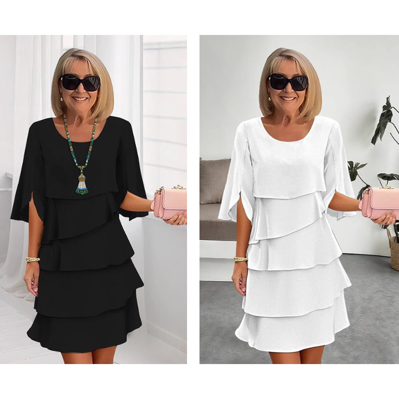 ✨ SUKIENKA DAMSKA Z WARSTWOWYMI RĘKAWAMI – ELEGANCKA I WYGODNA NA KAŻDĄ OKAZJĘ! ✨