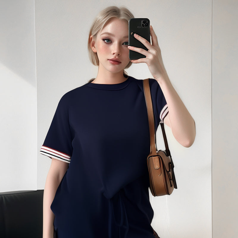 💖Komplet damski: koszulka w paski i szerokie spodnie dresowe