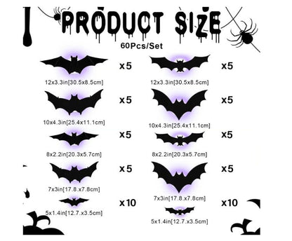 🦇Halloweenowe świecące nietoperze 3D