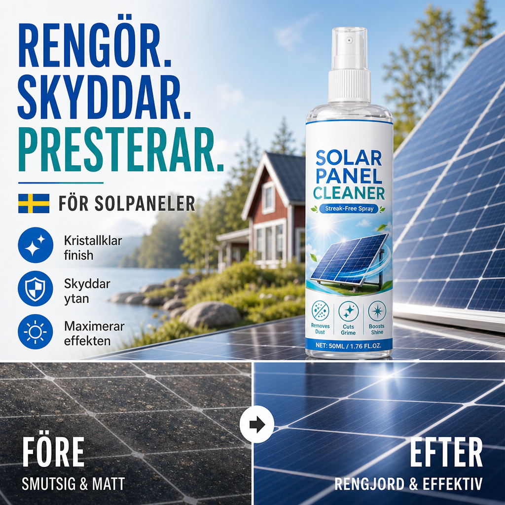 🛒 Teraz 50% taniej! ☀️ Zaawansowany spray do czyszczenia paneli słonecznych – Skutecznie usuwa zabrudzenia i zwiększa uzysk energii – Łatwy w użyciu produkt do stosowania na zewnątrz 💧