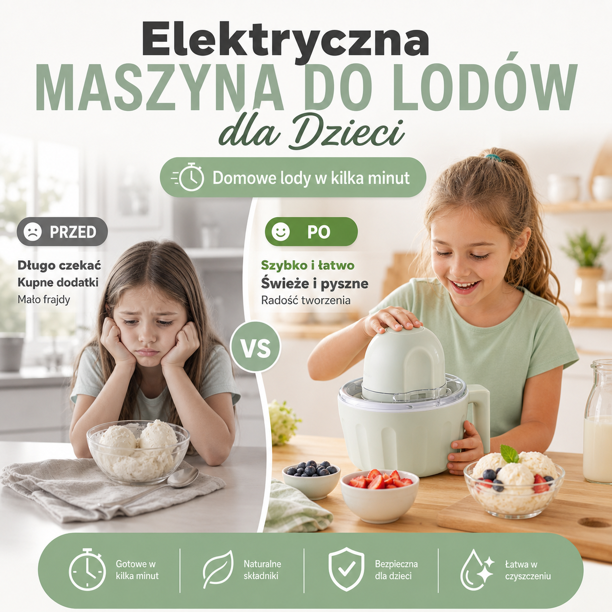 🍦 Elektryczna Maszyna do Lodów dla Dzieci 🍨 – Domowe Lody w Mig! ✨🎉