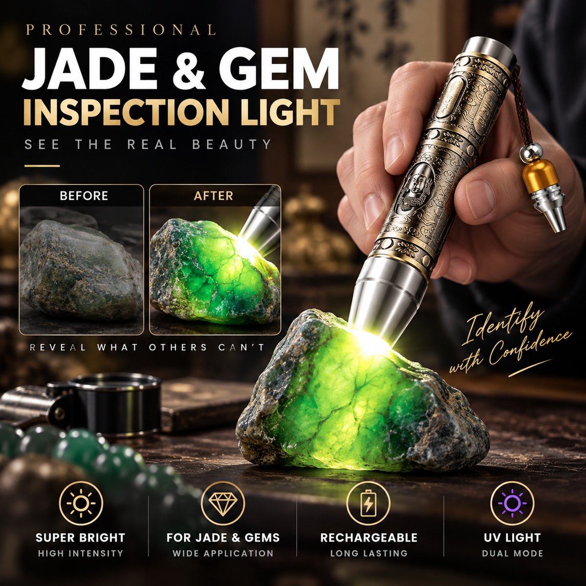 ⏳Oferta ograniczona czasowo: 50% taniej⏰ Wielofunkcyjna latarka do oceny kamieni szlachetnych💎🔦