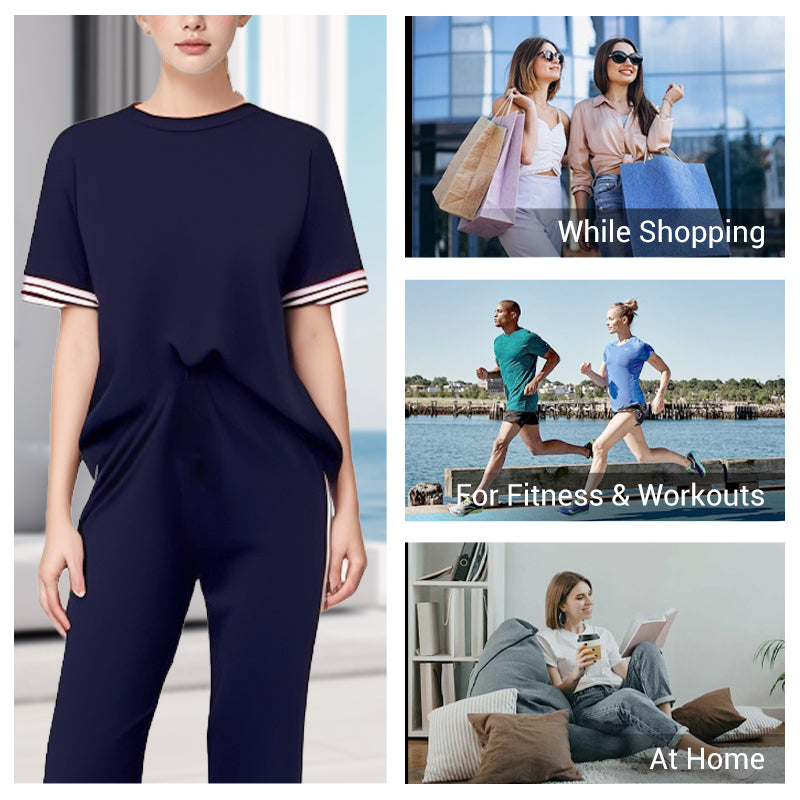 💖Komplet damski: koszulka w paski i szerokie spodnie dresowe